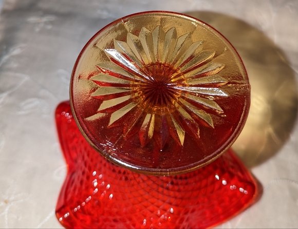 Vintage Jeannette Amberina compote dish. - Picture 7 of 7